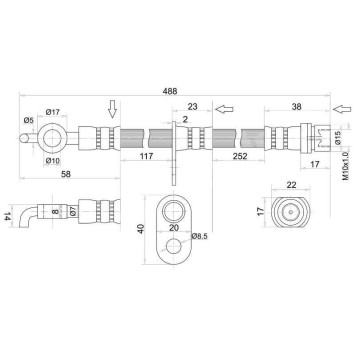 Шланг тормозной передний (Таиланд) TOYOTA COROLLA2 / CORSA / CYNOS / PASEO / RAUM / STARLET / TERCEL 91- лев. <b>SAT ST-90947-02814</b>