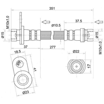 Шланг тормозной задний (Таиланд) TOYOTA CALDINA / CARINA / CORONA 96-02 прав. <b>SAT ST-90947-02823</b>