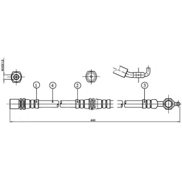 Шланг тормозной передний (Таиланд) TOYOTA GRANVIA / GRAND / REGIUS / TOURING HIACE 95- <b>SAT ST-90947-02829</b>