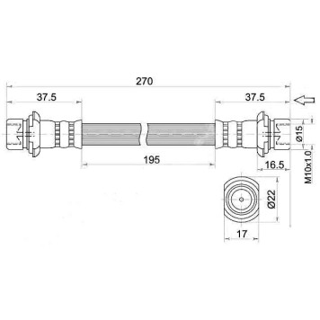 Шланг тормозной задний (Таиланд) TOYOTA COROLLA / SPRINTER 91-02 лев.=прав. <b>SAT ST-90947-02908</b>