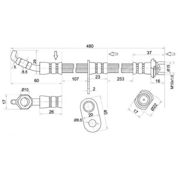 Шланг тормозной передний (Таиланд) TOYOTA COROLLA / SPRINTER / LVN / CRE / TRN / MRN / CARIB / SPACIO 92-01 лев.=прав. <b>SAT ST-90947-02913</b>