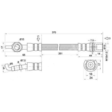 Шланг тормозной передний (Таиланд) TOYOTA ARISTO / CROWN / MAJESTA / SOARER / LEXUS GS300 / 400 / 430 / SC430 97-0 <b>SAT ST-90947-02972</b>