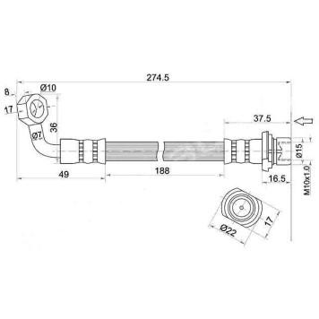 Шланг тормозной задний (Таиланд) TOYOTA LAND CRUISER / PRADO / LEXUS LX470 98- прав. <b>SAT ST-90947-02A07</b>