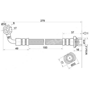 Шланг тормозной задний (Таиланд) TOYOTA LAND CRUISER / PRADO / LEXUS LX470 98- лев. <b>SAT ST-90947-02A08</b>
