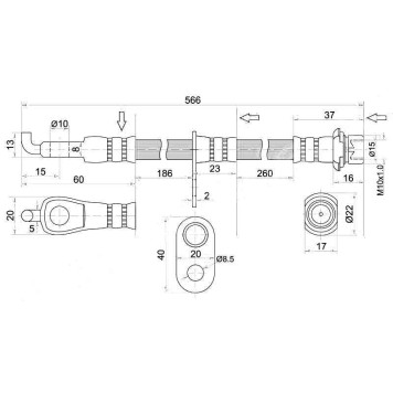 Шланг тормозной передний (Таиланд) TOYOTA BB / CARGO / IST / PLATZ / PORTE / PROBOX / RAUM / VITZ / WILL / YARIS лев. <b>SAT ST-90947-02C32</b>