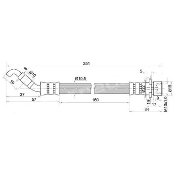 Шланг тормозной задний (Таиланд) TOYOTA COROLLA (левый руль) 01- лев.=прав. <b>SAT ST-90947-02E88</b>