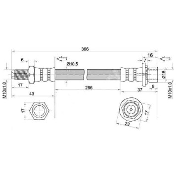 Шланг тормозной задний (Таиланд) TOYOTA LAND CRUISER / LEXUS LX470 98-07 промежуточный <b>SAT ST-90947-02F27</b>