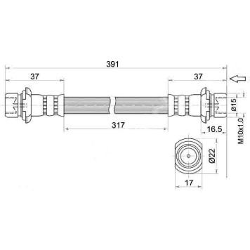 Шланг тормозной задний (Таиланд) TOYOTA LAND CRUISER / LEXUS LX470 99- промежуточный <b>SAT ST-90947-02F30</b>