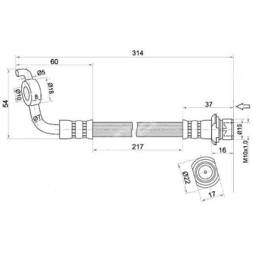 Шланг тормозной задний (Таиланд) TOYOTA RAV4 05- лев. <b>SAT ST-90947-02F52</b>