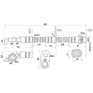 Шланг тормозной задний (Таиланд) TOYOTA CAMRY / WINDOM / LEXUS ES240 / 300 / 330 / 350 01- прав. <b>SAT ST-90947-02F60</b>