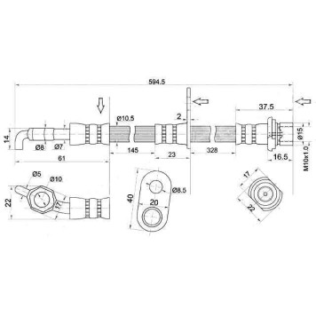 Шланг тормозной задний (Таиланд) TOYOTA CAMRY / WINDOM / LEXUS ES240 / 300 / 330 / 350 01- лев. <b>SAT ST-90947-02F61</b>