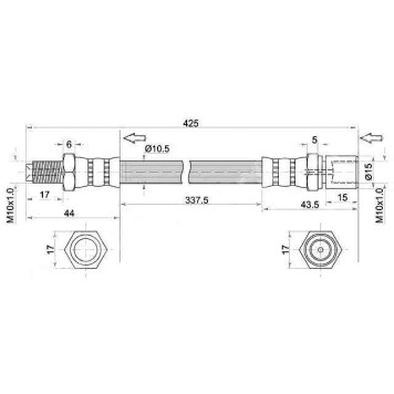 Шланг тормозной задний (Таиланд) TOYOTA HILUX 2WD 83-99 / LAND CRUISER 75 промежуточный <b>SAT ST-96940-34205</b>