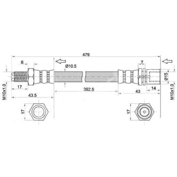 Шланг тормозной задний (Таиланд) TOYOTA HIACE / REGIUSACE 96-99 / HILUX 83- / LAND CRUISER #J7# 80- промеж <b>SAT ST-96940-34305</b>