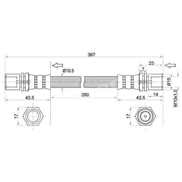 Шланг тормозной передний (Таиланд) TOYOTA HILUX 88- / REGIUS / TOURING HIACE RCH42 лев.=прав. <b>SAT ST-96950-33656</b>