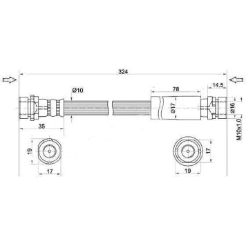 Шланг тормозной задний (Таиланд) MAZDA 2 / DEMIO / VERISA / FORD FIESTA / FUSION 02- лев.=прав. <b>SAT ST-D436-43-810</b>