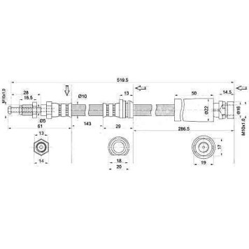 Шланг тормозной передний (Таиланд) MAZDA 2 / DEMIO / VERISA / FORD FIESTA / FUSION 02- лев.=прав. <b>SAT ST-D436-43-980</b>