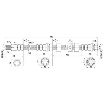 Шланг тормозной передний (Таиланд) MAZDA TRIBUTE / FORD ESCAPE / MAVERICK 00- лев.=прав. <b>SAT ST-EC01-43-980A</b>