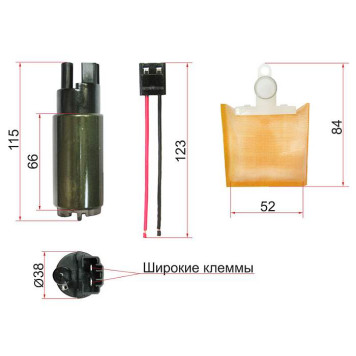 Топливный насос 12V, 3,8BAR, 110L / H, V=2500-3000 1JZ-GTE, 2JZ-G# 93-01 <b>SAT ST-FP02</b>