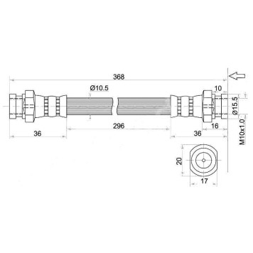 Шланг тормозной задний (Таиланд) MITSUBISHI DELICA SPACE GEAR / L300 / L400 / PAJERO MINI 86-04 <b>SAT ST-MB058595</b>