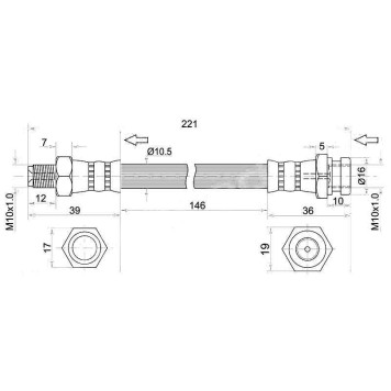 Шланг тормозной задний (Таиланд) MITSUBISHI CHALLENGER 96-01 / DELICA / L300 87- / PAJERO / SPORT / NATIVA 91- / GALANT <b>SAT ST-MB238157</b>
