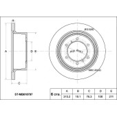 Диск тормозной зад MITSUBISHI Pajero / Sport / Challenger V2# / 4#, K9# 91-, Delica SpGear / L400 Van PD / PF / <b>SAT ST-MB618797</b>