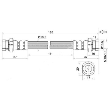 Шланг тормозной передний (Таиланд) MITSUBISHI DELICA TRUCK 94-99 / L200 94-07 / PAJERO / JR / MONTERO 90-96 внутр L <b>SAT ST-MB857550</b>