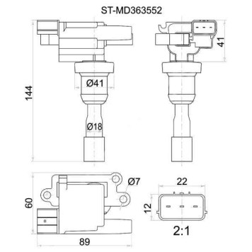 Катушка свечи MITSUBISHI 4G63 DOHC Airtrek / Outlander CU2W 02-06, RVR N73WG 97-02 <b>SAT ST-MD363552</b>