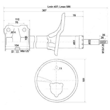 Стойка передняя MITSUBISHI LANCER 03- лев.=прав. <b>SAT ST-MN101957</b>