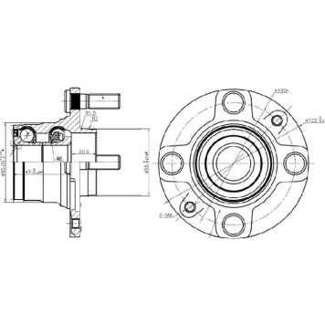 Ступичный узел RR MAZDA DEMIO DW3W 96-02 4 шпильки (без ABS) <b>SAT ST-NA01-33-04X</b>-1