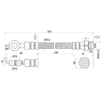 Шланг тормозной передний (Таиланд) MAZDA BONGO / E2000 / E2200 2.0 / 2.2D 2WD 84- лев.=прав. L=320 <b>SAT ST-S083-43-810</b>