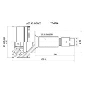 Шрус TOYOTA Avensis ZZT / AT220 97-03 <b>SAT TO-051A</b>