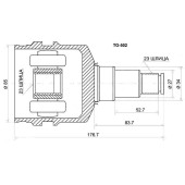 Шрус внутр.TY 4WD (RH) , AE95 / 104 / 109 / 114 / 115, SV35 / 43, ST195 / 205 / 215, SXA10 / 11, SXM15, 93-02 <b>SAT TO-502</b>