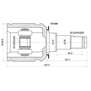 Шрус внутр.TY (LH / RH) LCR Prado KZJ / RZJ / VZJ12#, Surf KZN / VZN / RZN215 02- <b>SAT TO-630</b>
