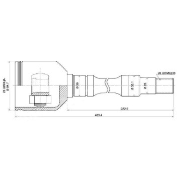 Шрус внутр.TY (RH) с подвесным подшип. AT191 / 210, ST190 / 210, SV30 / 40 / 50, NZE / ZZE12#, NZT240, ACN / SXN <b>SAT TO-633</b>