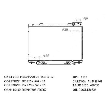 Радиатор TOYOTA ESTIMA / LUCIDA / EMINA / PREVIA 2TZ / 3C-T 92-99 <b>SAT TY0030-TCR</b>