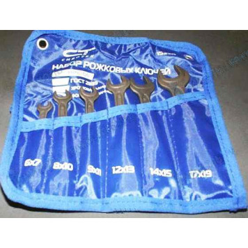 Набор ключей рожковых 6шт (6-19мм) CrV фосфатированных в сумке <b>СИБРТЕХ 15220</b>