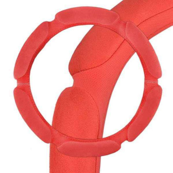 Оплетка на руль спонжевая (6 подушек) М красная SkyWay S01101015