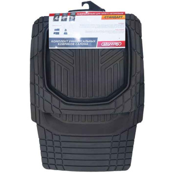 Ковры салона ванночки резиновые универсальные 4 предм.(72х53см, 49х47см) SkyWay S01704003 черные-1