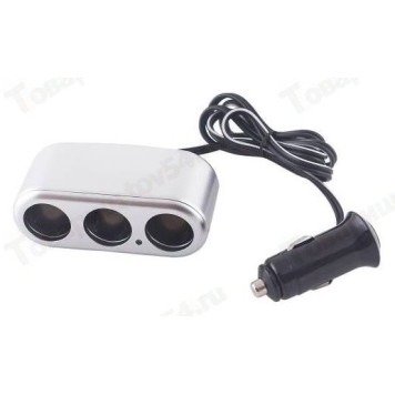 Разветвитель прикуривателя на 3 гнезда (кроме ВАЗ 2101-21099) серебристый <b>SKYWAY S02301012SL (S02301025)</b>