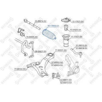 14-17010-SX_пыльник рейки рулевой_ Toyota Camry 2.0 16V2.4 16V3.5 24V 06> <b>STELLOX 1417010SX</b>