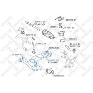 57-00121-SX_рычаг левый_ Toyota RAV 4 IIIII all 00> <b>STELLOX 5700121SX</b>