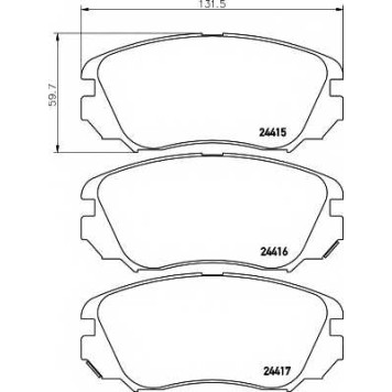 Колодки тормозные дисковые для CHEVROLET AVEO(T250,T255), MALIBU(V300) / OPEL INSIGNIA / SAAB 9-5(YS3G) <b>TEXTAR 2441501 / 24415</b>