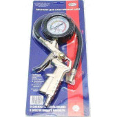 Пистолет для подкачки шин с манометром до 12атм быстросъемное соединение TOPAUTO (ИЗМЕРИТ) 14444