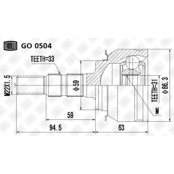 Шрус наружный Chevrolet Cruze 09- 1.6/1.8 MT/AT <b>TRIALLI GO0504</b>