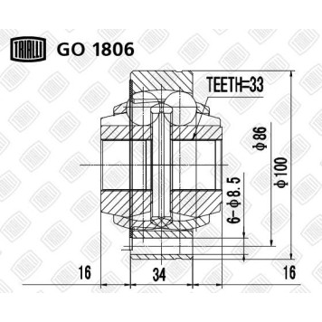 Шрус внутренний Skoda Octavia 04- 1.6/1.9/2.0 AT/MT <b>TRIALLI GO1806</b>