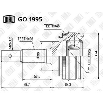 Шрус наружный Lexus RX300 97- 3.0 ABS <b>TRIALLI GO1995</b>-1