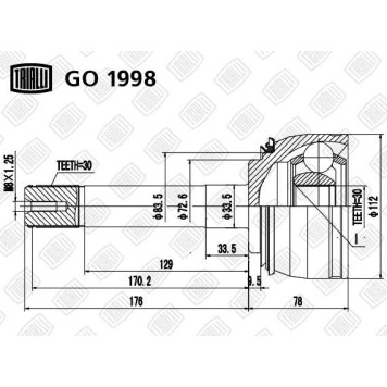 Шрус наружный Lexus LX470 98- 4.5 ABS <b>TRIALLI GO1998</b>-1