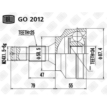 Шрус наружный Peugeot 307 00-/Citroen C4 04- 1.6/2.0 AT/MT <b>TRIALLI GO2012</b>