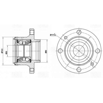 Ступица ВАЗ 2108-2110 задняя с подшипником <b>TRIALLI MR 0109</b>-3