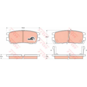 Колодки тормозные дисковые для MITSUBISHI DELICA, L 300, L 400 / SPACE GEAR, L 400, MAGNA, PAJERO, SIGMA, SPACE, VERADA <b>TRW GDB1127 / 21840</b>